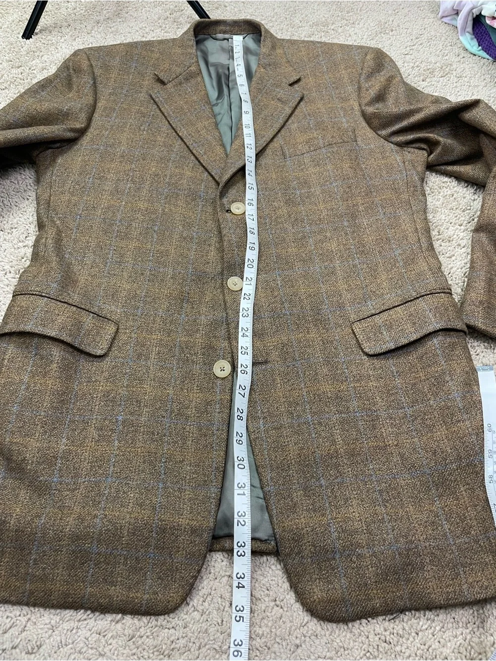 Hickey Freeman Brown Plaid Wool Sport Coat